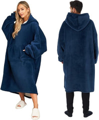 Sienna Extra Long Oversized Blanket Hoodie Wearable Throw with Pockets Sleeves Soft Sherpa Fleece Wearable Throw Giant Sweatshirt, Charcoal Grey - Unisex Hoodies - British D'sire