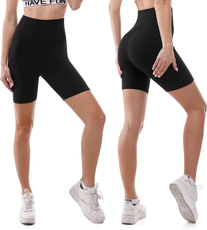 SINOPHANT High Waisted Cycling Shorts Women - Tummy Control Buttery Soft Biker Yoga Running Gym Black Workout Athletic Shorts - Women's Shorts - British D'sire