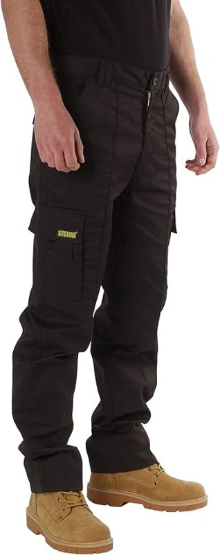 SITE KING Mens Cargo Combat Work Trousers Sizes 28 to 56 with Button & Zip Fly - Trousers - British D'sire