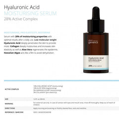 Skin Generics Hyaluronic Acid MOISTURISING SERUM 28% Active Complex, 30ml - Moisturiser - British D'sire