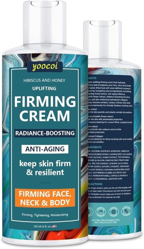 Skin Tightening Cream,Hibiscus and Honey Firming Cream, Neck Firming Cream, Skin Firming Lotion, Reduces the Look of Neck Lines, Tightens & Smooths - With Collagen & Hyaluronic Acid(120ML) - British D'sire