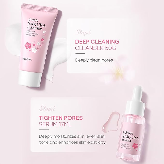 Skincare Set Skin Care for Teenage Girls, Skin Care Sets & Kits,Glowing Beauty Skincare Kit, Teenage Skincare Set Products to Cleanse Natural Sakura Blossom Skincare - British D'sire