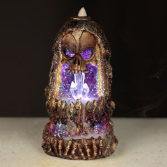 Skull Crystal Cave LED Backflow Incense Burner - British D'sire