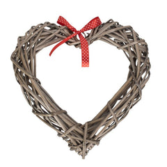 Small Heart Wicker Wreath with Red Spotty Ribbon - Home Decor & Furniture - British D'sire