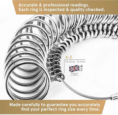 Smith’s® Ring Sizer Gauge | Professional & Accurate | UK A - Z Sizing | Clear A - Z Engravings | Quality Checked | for Both Women & Men - Ring Sizers - British D'sire