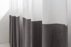 Snow White and Grey linen curtains with tape, two tones - Two tones - British D'sire