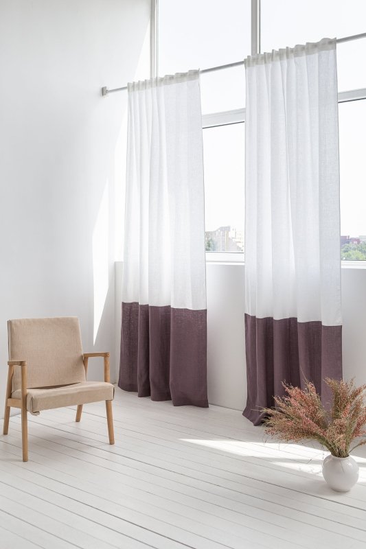 Snow White and Natural Light linen curtains with tape, two tones - Two tones - British D'sire