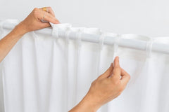 Snow White and Natural Light linen curtains with tape, two tones - Two tones - British D'sire