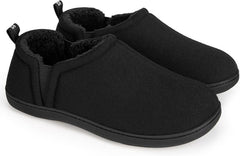 Snug Leaves Men's Wool Felt Slippers Comfy Warm Winter House Shoes with Elastic Gores - Men's shoes - British D'sire