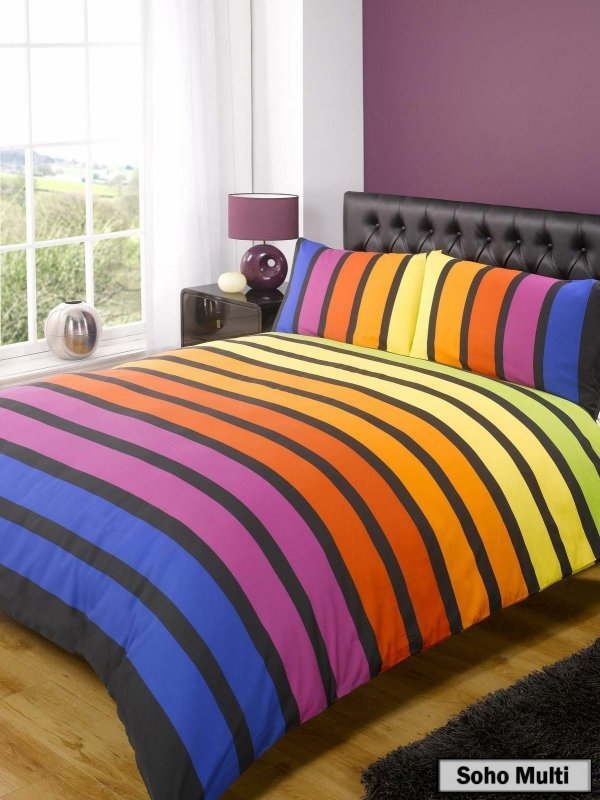 Soho Stripe Duvet Set Quilt Duvet Cover Pillow Cases Bed Linen Set - Duvet Set - British D'sire