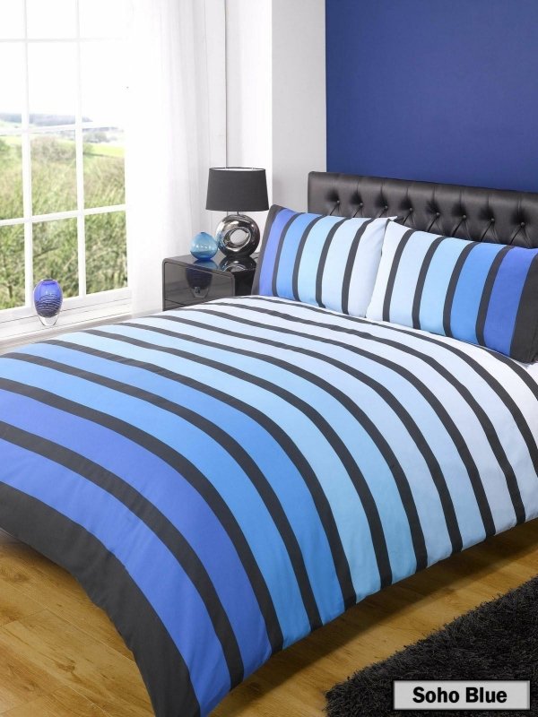 Soho Stripe Duvet Set Quilt Duvet Cover Pillow Cases Bed Linen Set - Duvet Set - British D'sire