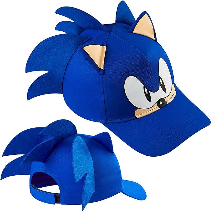 Sonic The Hedgehog 3D Baseball Cap for Boys Summer Holiday Accessories Blue One Size Adjustable Strap Boys Hat Lightweight Breathable Sun Hat Gamer Gifts for Boys - British D'sire