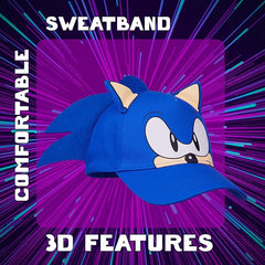 Sonic The Hedgehog 3D Baseball Cap for Boys Summer Holiday Accessories Blue One Size Adjustable Strap Boys Hat Lightweight Breathable Sun Hat Gamer Gifts for Boys - British D'sire