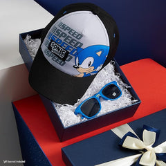 Sonic The Hedgehog Baseball Cap and Kids Sunglasses Summer Holiday Accessories Set Adjustable Strap Boys Cap 100% UV Protection Kids Sunglasses Sonic Gifts for Boys - British D'sire