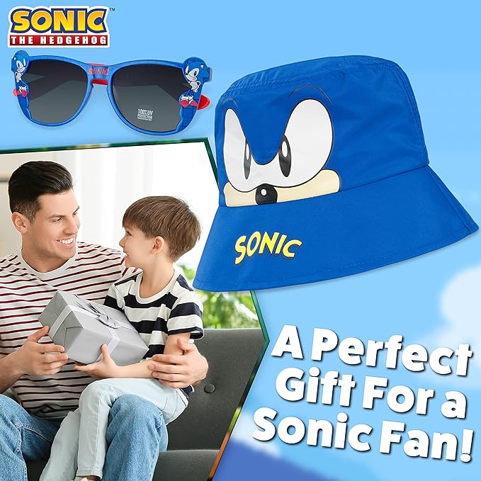 Sonic The Hedgehog Bucket Hat Summer Accessories Set Gamer Boys Hat Kids Boys Sonic Gifts for Boys Blue - British D'sire