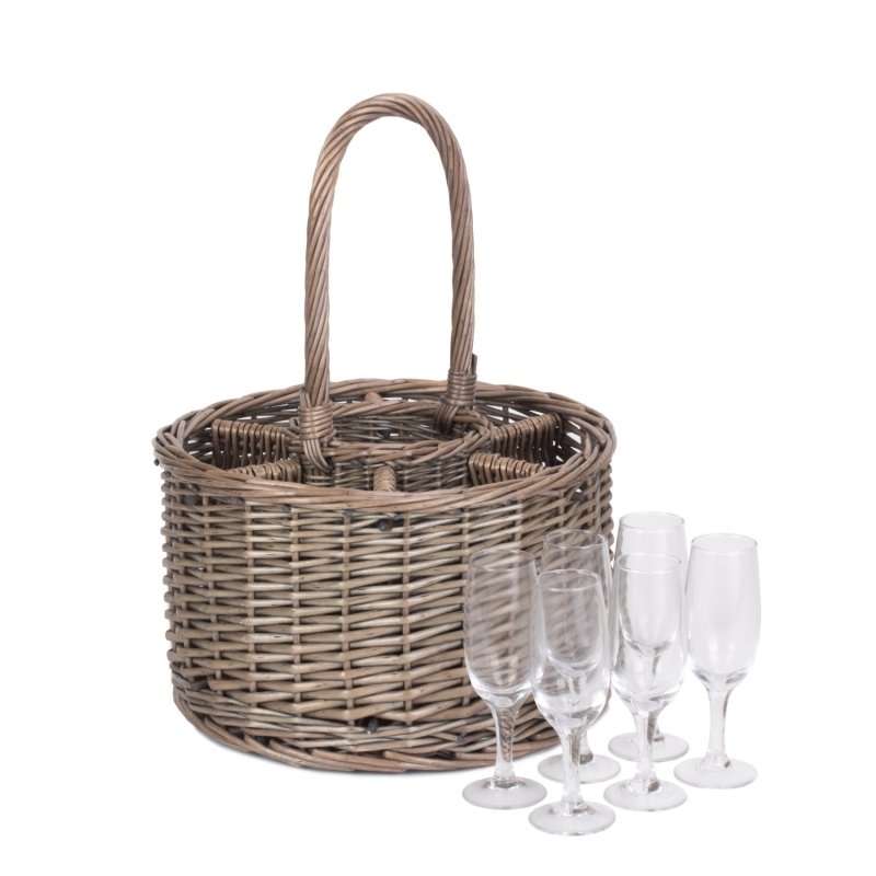 Special Event Basket Wicker Basket Wine Glasses - Drinks Baskets - British D'sire