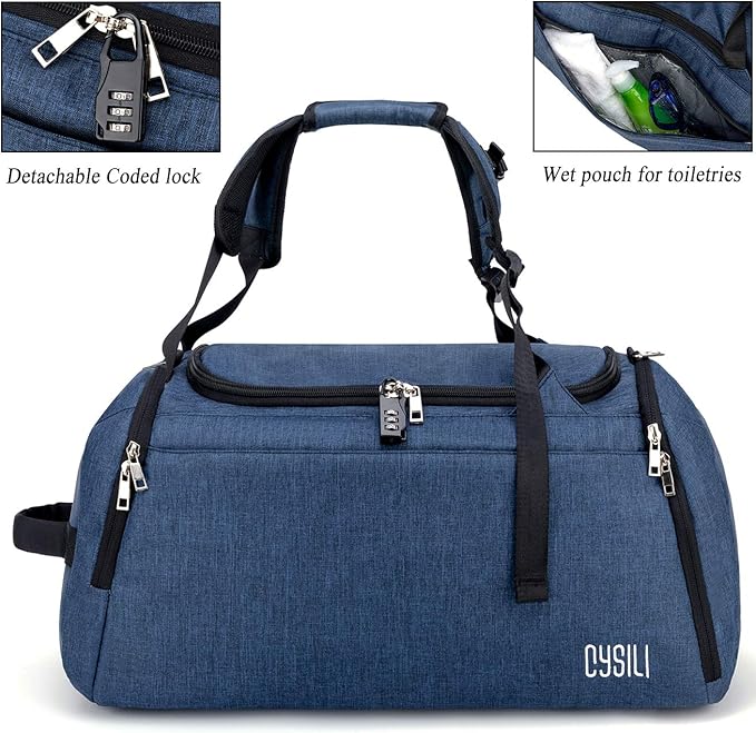 Sports Duffle Bag with Shoes Compartment and Wet Pocket, 42L Waterproof Gym Bag for Men and Women, Durable Travel Duffel Bag with Shoulder Strap and Combination Lock - Gym Bags - British D'sire