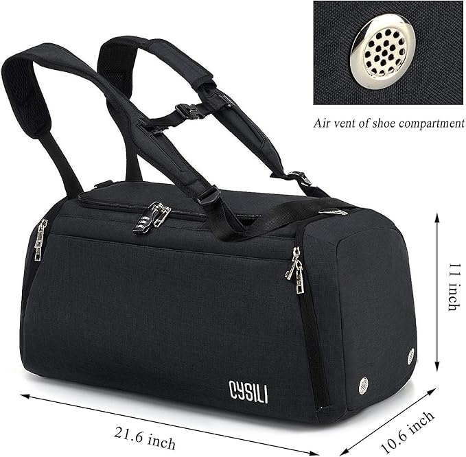 Sports Duffle Bag with Shoes Compartment and Wet Pocket, 42L Waterproof Gym Bag for Men and Women, Durable Travel Duffel Bag with Shoulder Strap and Combination Lock - Gym Bags - British D'sire