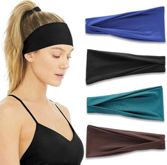 Sports Headbands for Men Women, Knotted Head Bands, Elastic Head Sweat Bands Non Slip Hair Accessories for Yoga Running Cycling Gym - Headband - British D'sire