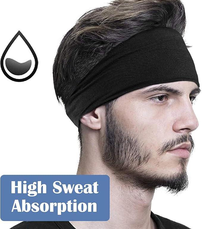 Sports Headbands for Men Women, Knotted Head Bands, Elastic Head Sweat Bands Non Slip Hair Accessories for Yoga Running Cycling Gym - Headband - British D'sire