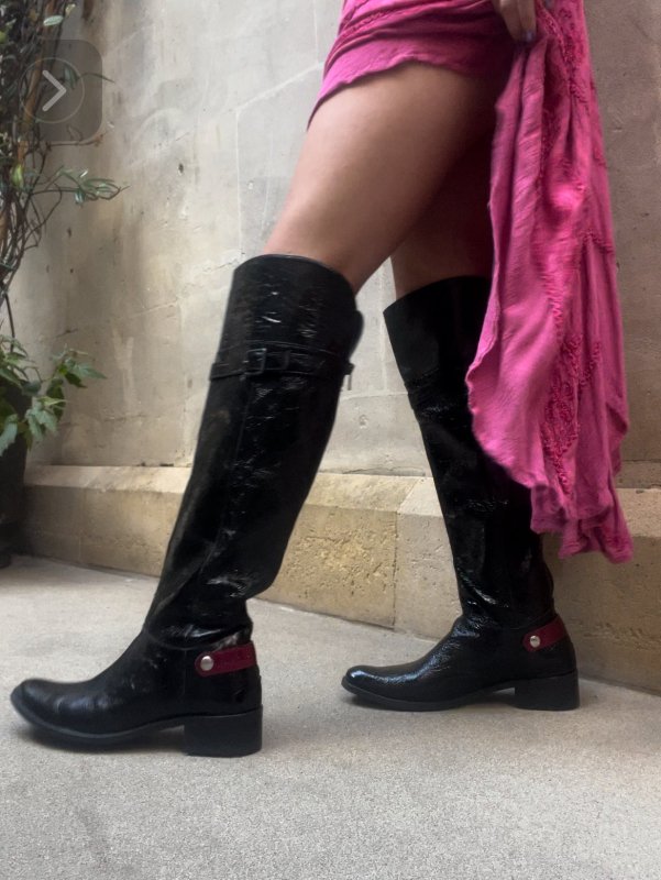 St Germaine black patent leather knee high boot by Chanii B shoes - Long Boot - British D'sire