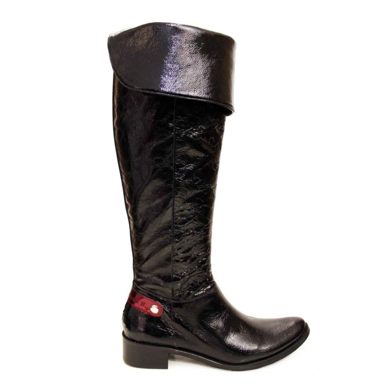 St Germaine black patent leather knee high boot by Chanii B shoes - Long Boot - British D'sire