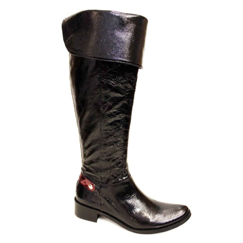 St Germaine black patent leather knee high boot by Chanii B shoes - Long Boot - British D'sire