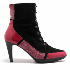 St Lucia - Black/Fuchsia Button boot - British D'sire