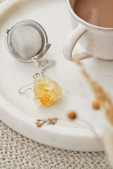 Stainless Steel Citrine Raw Crystal Tea Strainer - Tea Strainers - British D'sire