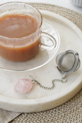 Stainless Steel Rose Quartz Raw Crystal Tea Strainer - Tea Strainers - British D'sire