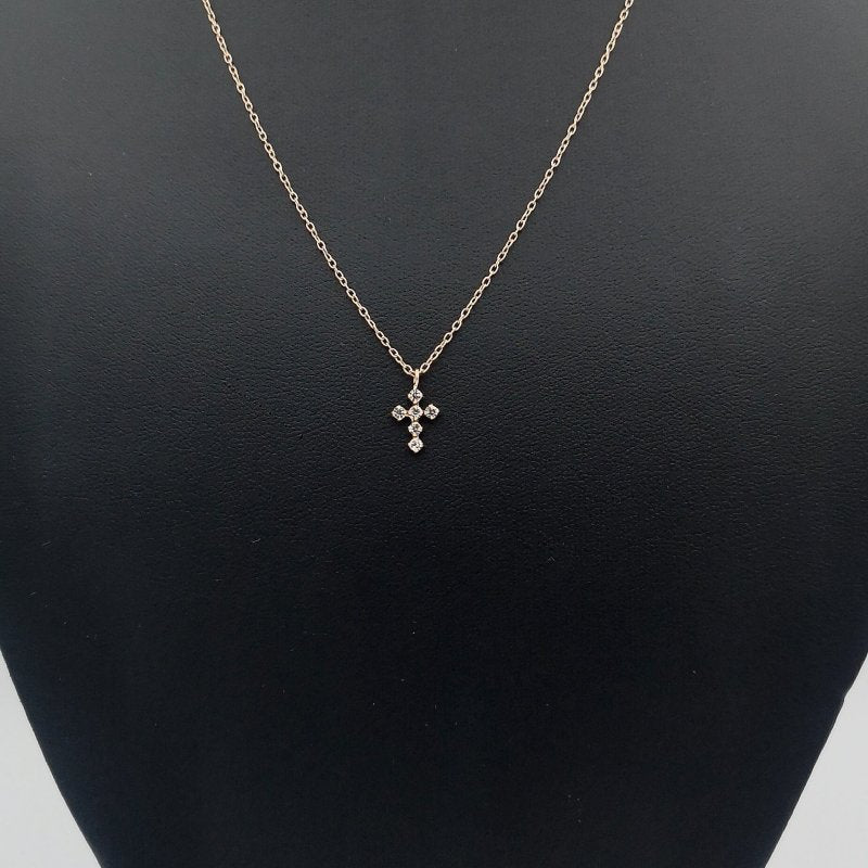 Sterling Silver 14kt Rose Gold Plated Crystal Cross Necklace - Necklaces - British D'sire