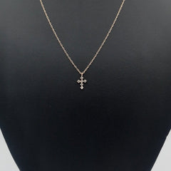 Sterling Silver 14kt Rose Gold Plated Crystal Cross Necklace - Necklaces - British D'sire