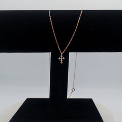 Sterling Silver 14kt Rose Gold Plated Crystal Cross Necklace - Necklaces - British D'sire