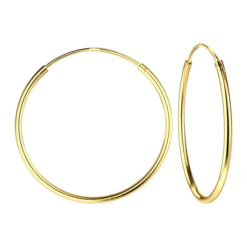 Sterling Silver 14kt Yellow Gold Plated 25mm Hoop Earrings - Hoop Earrings - British D'sire