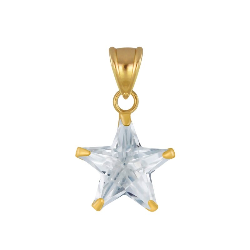 Sterling Silver 14kt Yellow Gold Plated Star CZ Pendant - Pendants - British D'sire