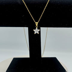 Sterling Silver 14kt Yellow Gold Plated Star CZ Pendant - Pendants - British D'sire