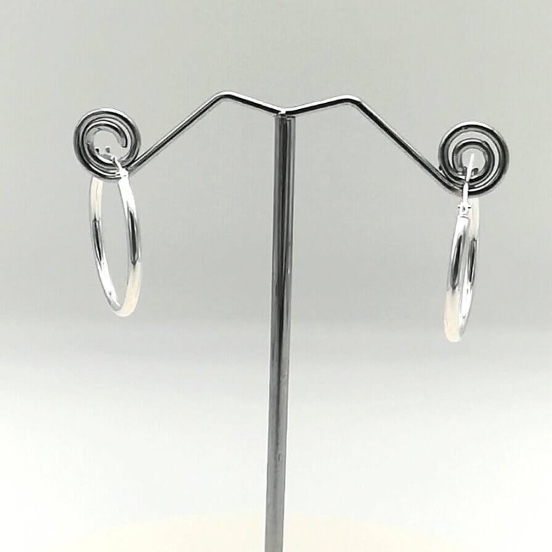 Sterling Silver 24mm Plain Creole Hoop Earrings - Hoop Earrings - British D'sire