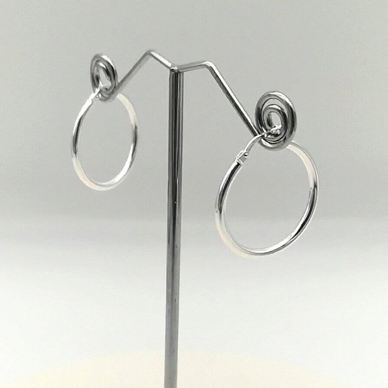 Sterling Silver 24mm Plain Creole Hoop Earrings - Hoop Earrings - British D'sire