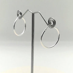 Sterling Silver 24mm Plain Creole Hoop Earrings - Hoop Earrings - British D'sire