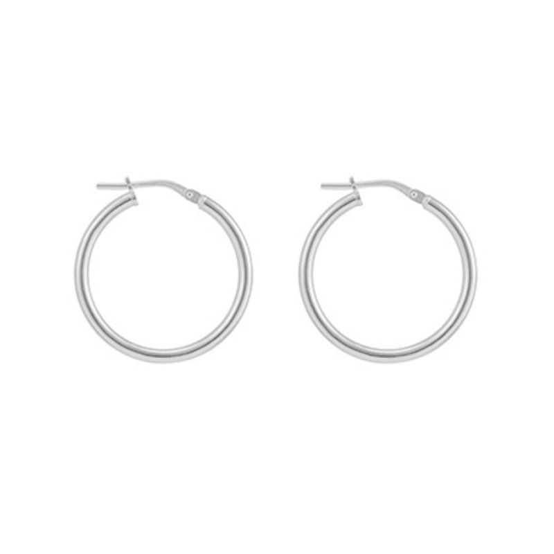 Sterling Silver 24mm Plain Creole Hoop Earrings - Hoop Earrings - British D'sire