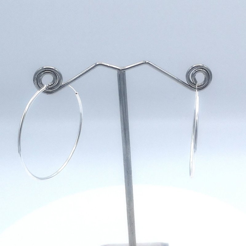 Sterling Silver 35mm Hoop Earrings - Hoop Earrings - British D'sire