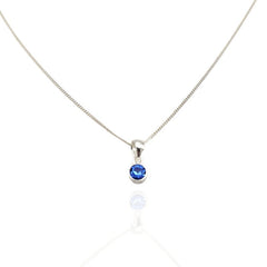 Sterling Silver 4mm Blue CZ Pendant (Sep) - Pendants - British D'sire