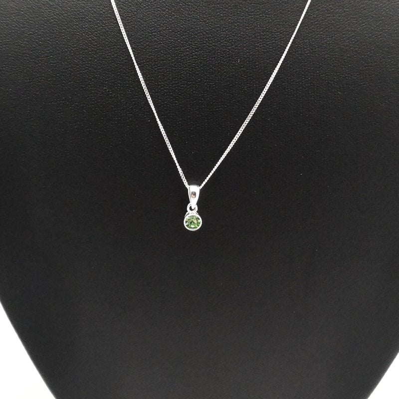 Sterling Silver 4mm Green CZ Pendant (Aug) - Pendants - British D'sire