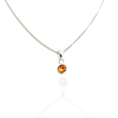 Sterling Silver 4mm Orange CZ Pendant (Nov) - Pendants - British D'sire