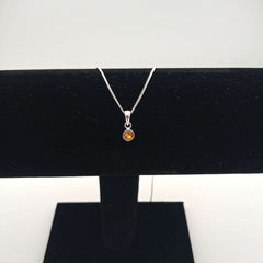 Sterling Silver 4mm Orange CZ Pendant (Nov) - Pendants - British D'sire