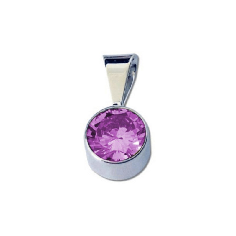 Sterling Silver 4mm Purple CZ Birthstone Pendant (Feb) - Pendants - British D'sire