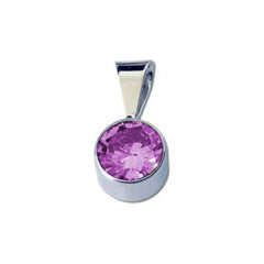 Sterling Silver 4mm Purple CZ Birthstone Pendant (Feb) - Pendants - British D'sire