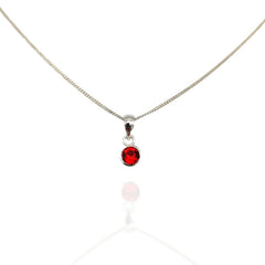 Sterling Silver 4mm Ruby Red CZ Pendant (July) - Pendants - British D'sire