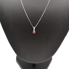 Sterling Silver 4mm Ruby Red CZ Pendant (July) - Pendants - British D'sire