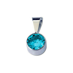 Sterling Silver 4mm Swiss Blue CZ Pendant (Dec) - Pendants - British D'sire